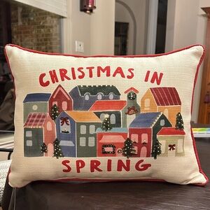 Little Birdie Christmas in Spring Holiday Pillow